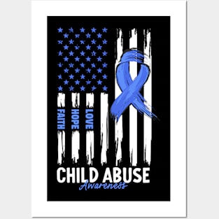 Child Abuse Prevention Awareness Month Blue Ribbon gift idea Posters and Art